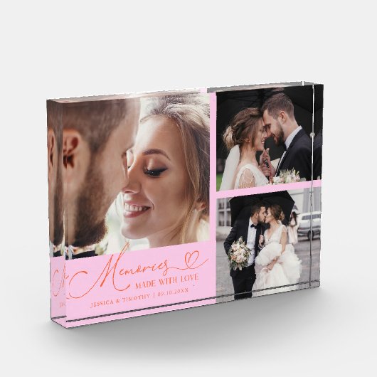 Memories Made with Love Orange Pink Wedding Fotoblock (Links)