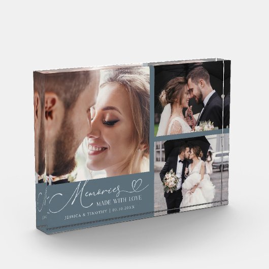 Memories Made with Love Slate Blue Wedding Fotoblock (Links)