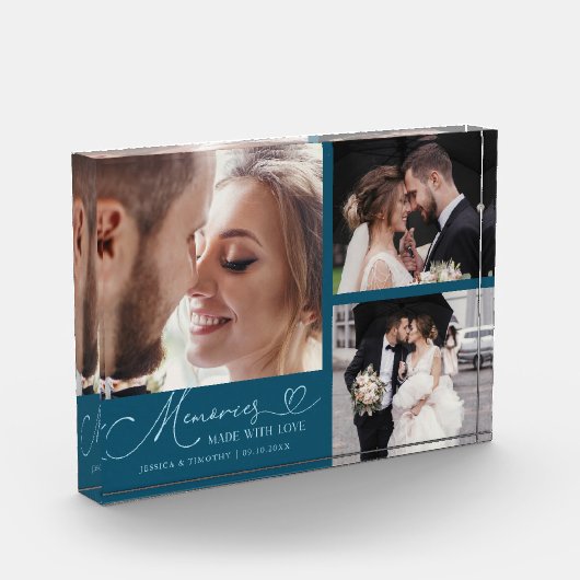 Memories Made with Love Teal Wedding Fotoblock (Links)