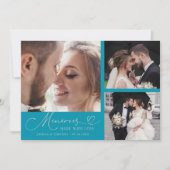 Memories Made With Love Wedding Aqua Multi Photo Dankeskarte (Vorderseite)