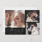 Memories Made With Love Wedding Black Multi Photo Dankeskarte (Vorderseite)