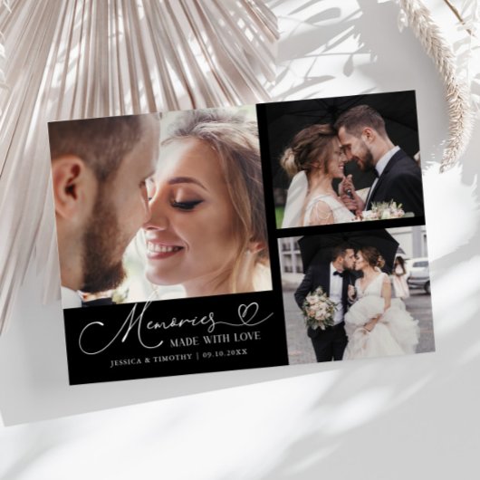 Memories Made With Love Wedding Black Multi Photo Dankeskarte