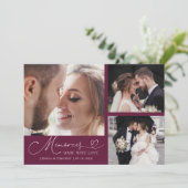Memories Made With Love Wedding Cranberry Photo Dankeskarte (Stehend Vorderseite)