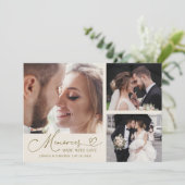 Memories Made With Love Wedding Cream Multi Photo Dankeskarte (Stehend Vorderseite)