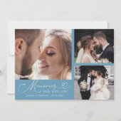 Memories Made With Love Wedding Denim Blue Photo Dankeskarte (Vorderseite)