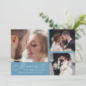 Memories Made With Love Wedding Denim Blue Photo Dankeskarte (Stehend Vorderseite)