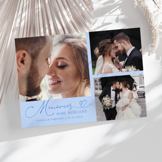 Memories Made With Love Wedding Icy Blue Photo Dankeskarte