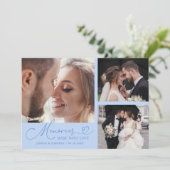 Memories Made With Love Wedding Icy Blue Photo Dankeskarte (Stehend Vorderseite)