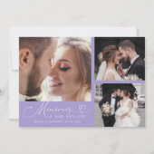 Memories Made With Love Wedding Lilac Photo Dankeskarte (Vorderseite)