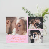 Memories Made With Love Wedding Orange Pink Photo Dankeskarte (Stehend Vorderseite)