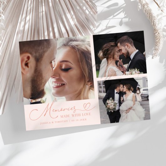 Memories Made With Love Wedding Peach Multi Photo Dankeskarte