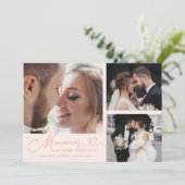 Memories Made With Love Wedding Peach Multi Photo Dankeskarte (Stehend Vorderseite)
