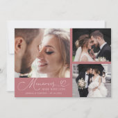 Memories Made With Love Wedding Pink Multi Photo Dankeskarte (Vorderseite)