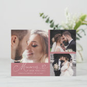 Memories Made With Love Wedding Pink Multi Photo Dankeskarte (Stehend Vorderseite)