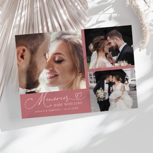 Memories Made With Love Wedding Pink Multi Photo Dankeskarte