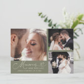 Memories Made With Love Wedding Sage Green Photo Dankeskarte (Stehend Vorderseite)