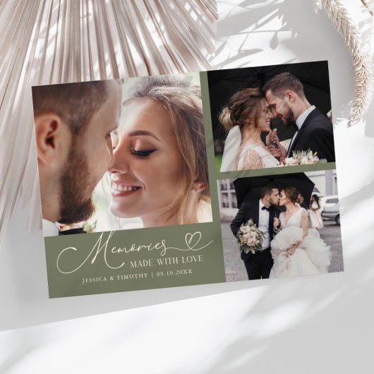 Memories Made With Love Wedding Sage Green Photo Dankeskarte