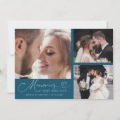 Memories Made With Love Wedding Teal Multi Photo Dankeskarte (Vorderseite)