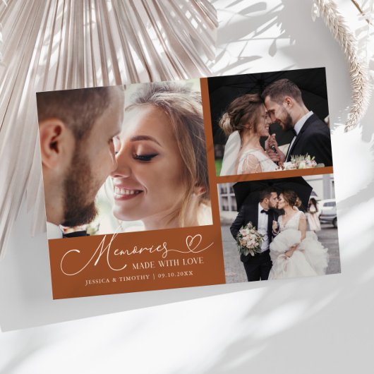 Memories Made With Love Wedding Terracotta Photo Dankeskarte