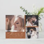 Memories Made With Love Wedding Terracotta Photo Dankeskarte (Stehend Vorderseite)