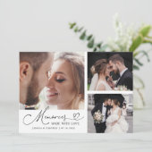Memories Made With Love Wedding White Multi Photo Dankeskarte (Stehend Vorderseite)