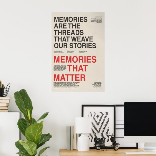 Memories Typography Poster Sentimental Wall Art (Heimbüro)
