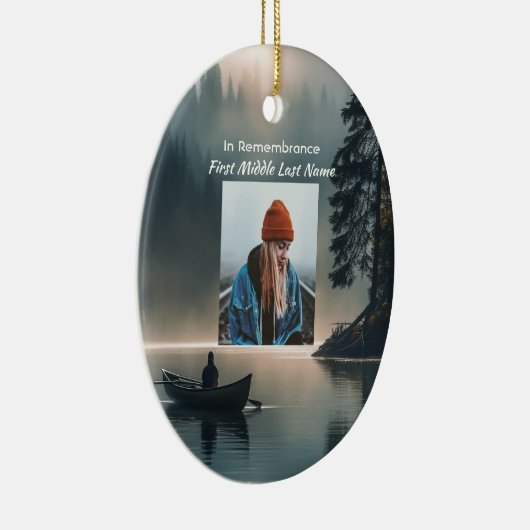  Memory Keepsake Wilderness Lake Canoe Keramik Ornament (Rechts)