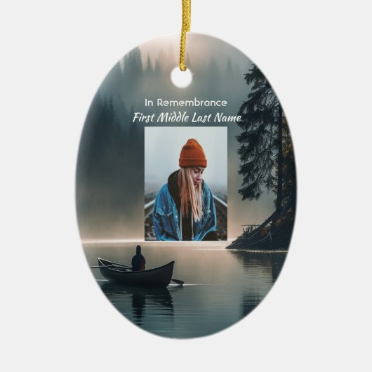  Memory Keepsake Wilderness Lake Canoe Keramik Ornament (Vorne)