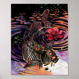 Memory Maps Herbst Vibes Koi Skelettreflektionen Poster