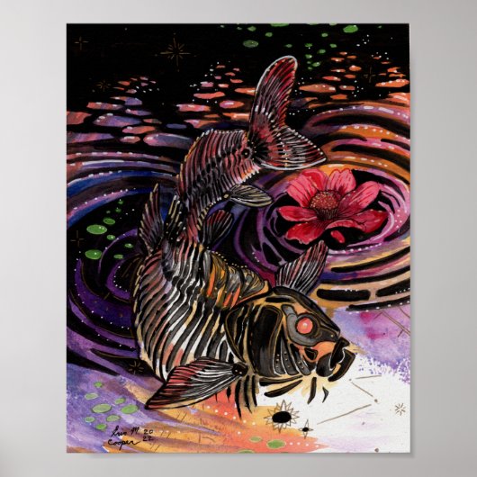 Memory Maps Herbst Vibes Koi Skelettreflektionen Poster (Vorne)