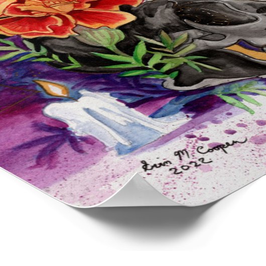 Memory Maps Herbstfarben - Kitty Schädelbemalung Poster (Ecke)