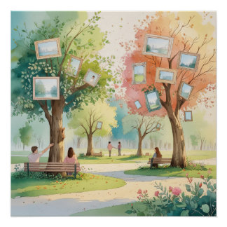 Memory Park – Reflektive Wasserfarbe Emotionale Ku Poster
