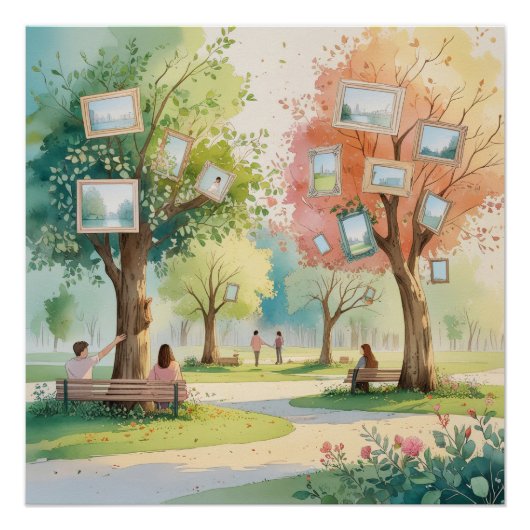 Memory Park – Reflektive Wasserfarbe Emotionale Ku Poster (Vorderseite)