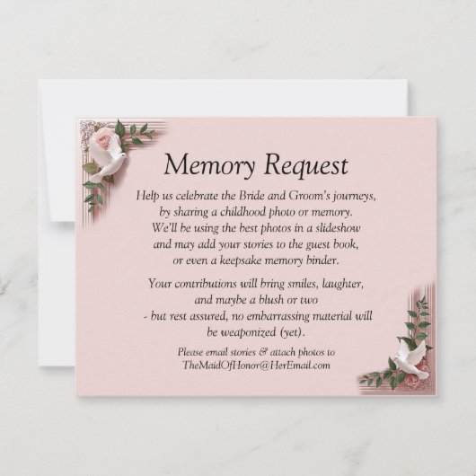 Memory Request Enclosure - Pink Roses & Doves (Vorderseite)