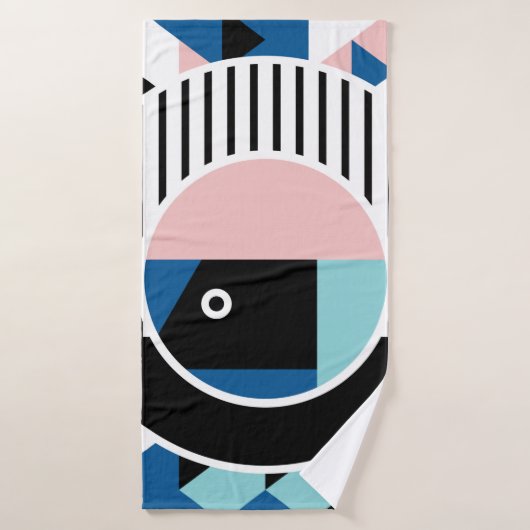 Memphis abstraktes Plakatdesign. Gesichtsgeometrie Badehandtuch (Badehandtuch)