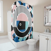 Memphis abstraktes Plakatdesign. Gesichtsgeometrie Duschvorhang (Beispiel)