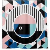 Memphis abstraktes Plakatdesign. Gesichtsgeometrie Duschvorhang (Vorderseite)