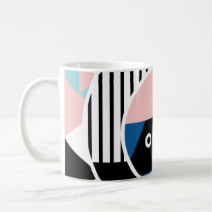 Memphis abstraktes Posterdesign. Gesicht geometris Kaffeetasse