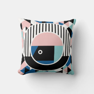 Memphis abstraktes Posterdesign. Gesicht geometris Kissen
