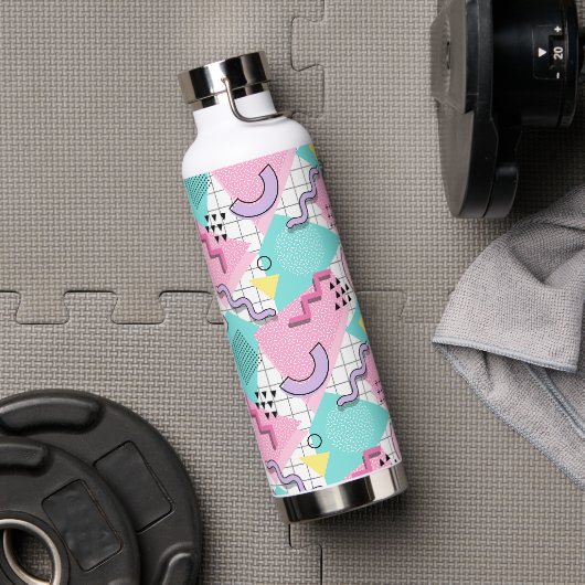 Memphis Active Pink Turquoise der 80er Jahre Trinkflasche (Fitnessstudio)