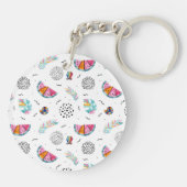 Memphis-Art-tropisches Sommer-Muster Schlüsselanhänger (Rückseite)