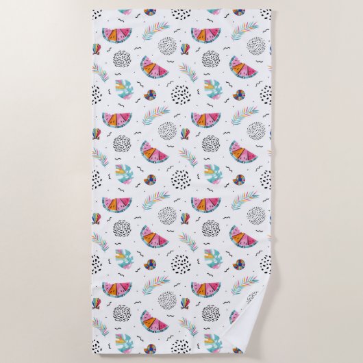 Memphis-Art-tropisches Sommer-Muster Strandtuch (Vorderseite)