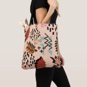 Memphis Autumn: Muster geometrischer Blätter Tasche (Von Nahem)