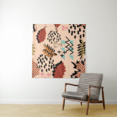 Memphis Autumn: Muster geometrischer Blätter Wandteppich (Beispiel)