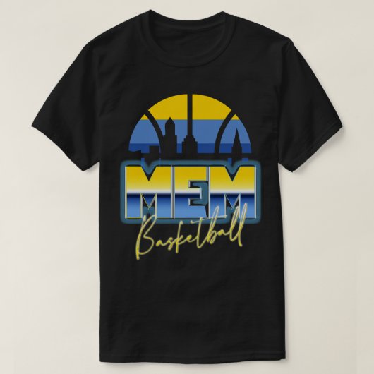 Memphis Basketball Retro 90er Chrome Skyline T-Shirt (Design vorne)