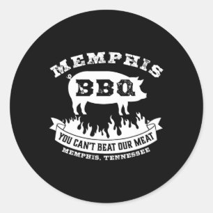 Memphis Bbq Unser Fleisch Bbq Ist Unschlagbar Runder Aufkleber