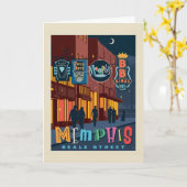 Memphis | Beale Street Neon Karte (Gelbe Blume)