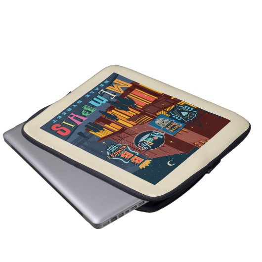 Memphis | Beale Street Neon Laptopschutzhülle (Vorne Knopf)