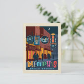 Memphis | Beale Street Neon Postkarte (Stehend Vorderseite)