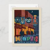 Memphis | Beale Street Neon Postkarte (Vorne/Hinten)